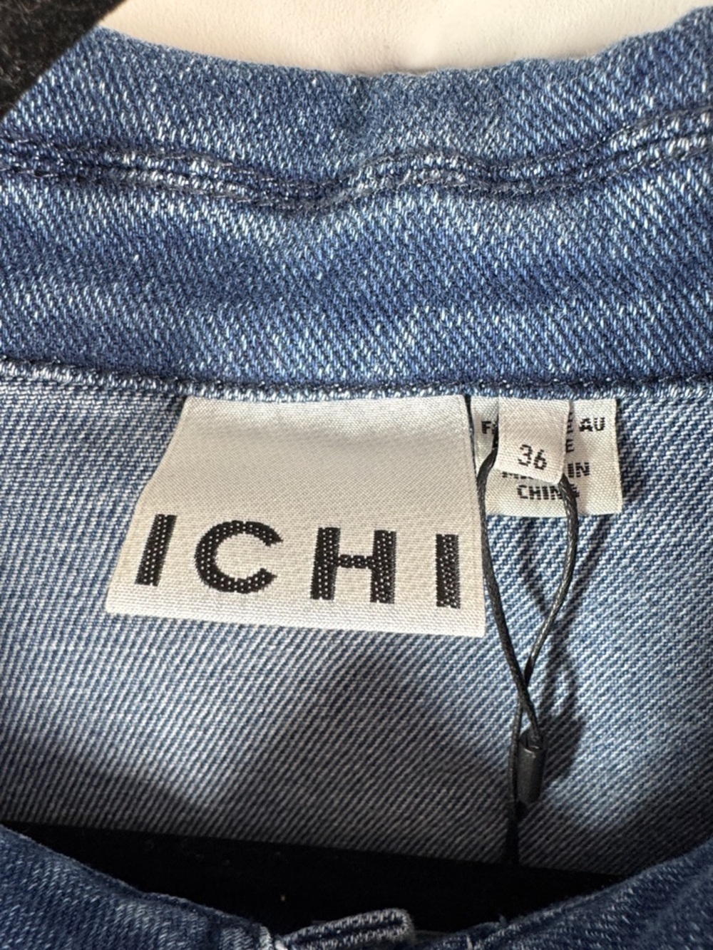 ICHI Denim Jumpsuit Blue Size 36 Wide Leg Button Front Utility Chic Casual - Picture 7 of 15